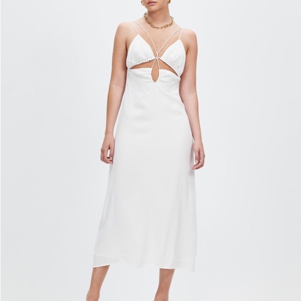 Third Form ring out slip dress - White Strappy Cutout Midi Dress
